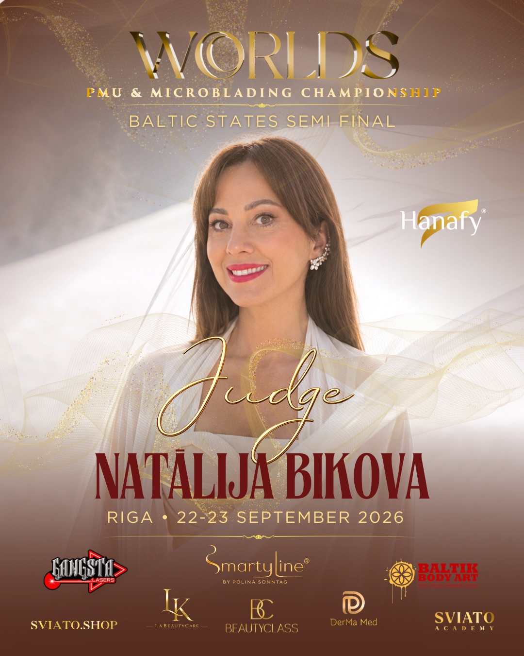 Natālija Bikova — judge at Worlds PMU & Microblading Championship Baltic States Semi Final