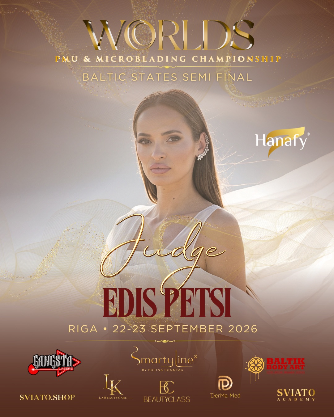 Edis Petsi — judge at Worlds PMU & Microblading Championship Baltic States Semi Final