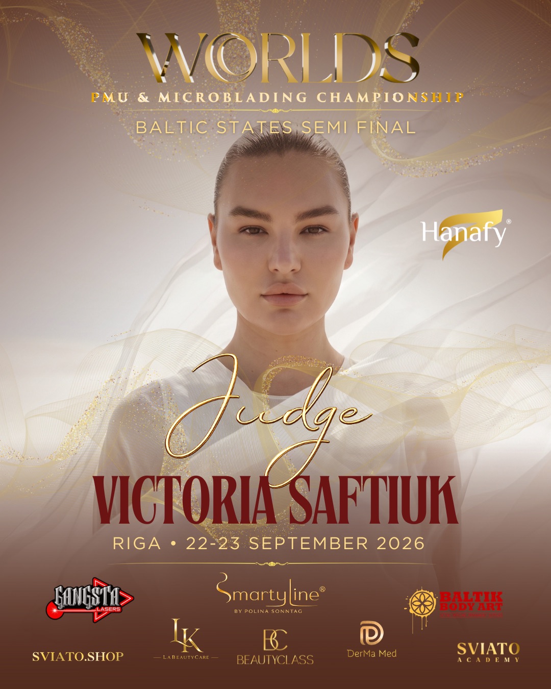 Victoria Saftiuk — judge at Worlds PMU & Microblading Championship Baltic States Semi Final