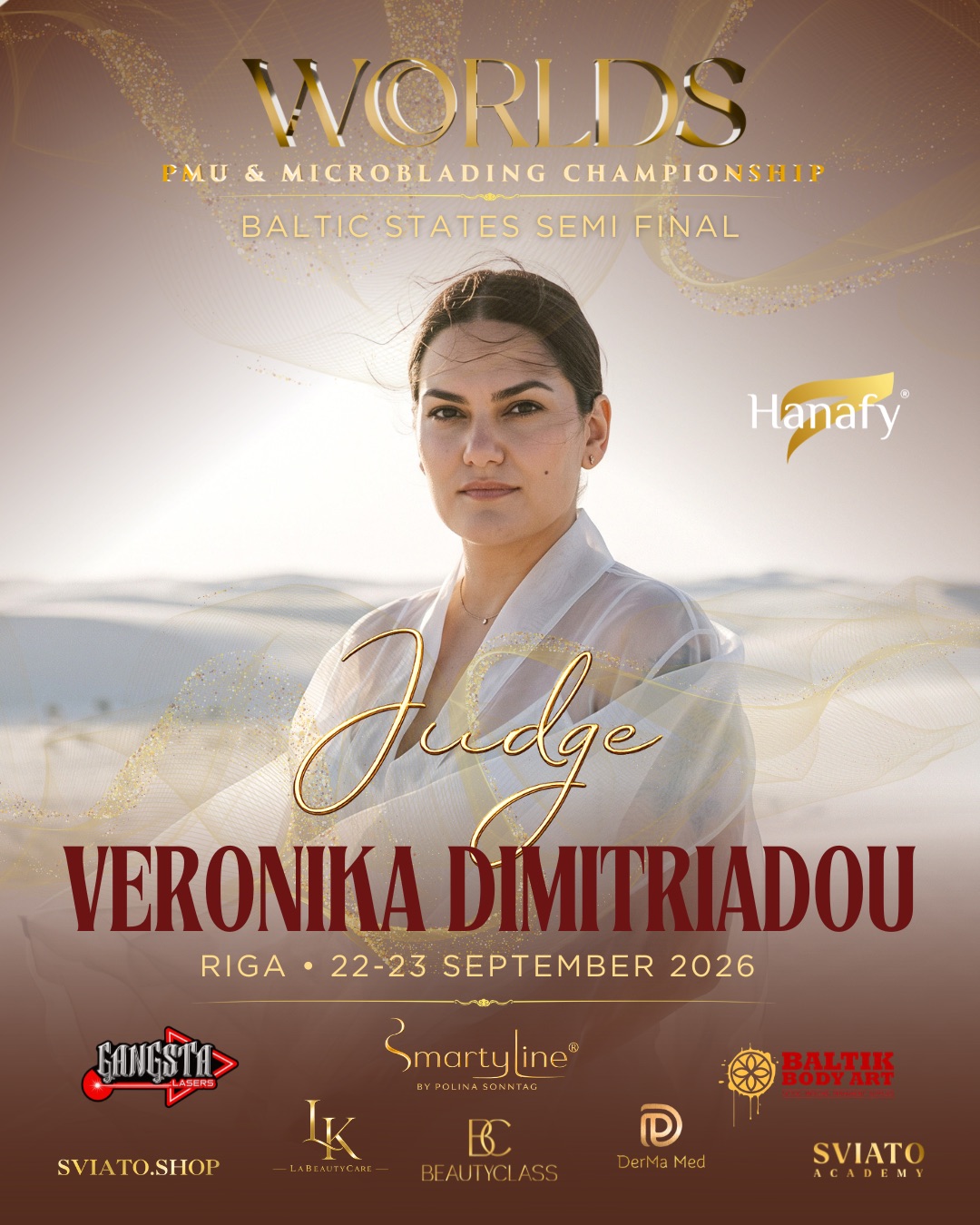 Veronika Dimitriadou — judge at Worlds PMU & Microblading Championship Baltic States Semi Final
