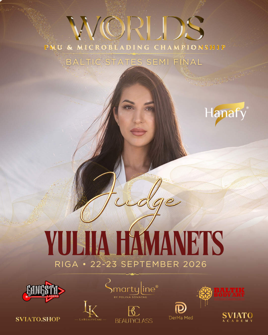 Yuliia Hamanets — judge at Worlds PMU & Microblading Championship Baltic States Semi Final